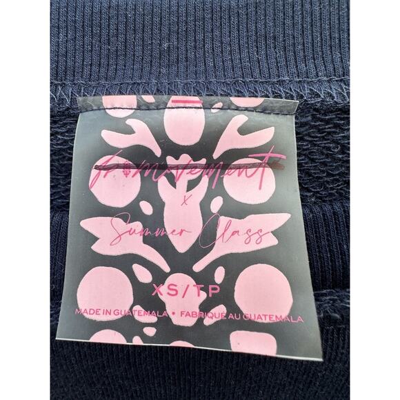 Free People Movement x Summer Class NC A&T Aggie Boxy Crop Top Crewneck XS Navy - Picture 5 of 11